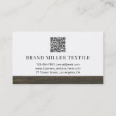 Houten Eiken Patroon Monogram QR Code Zakelijke Ka Visitekaartje (Achterkant)