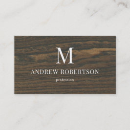 Houten Eiken Patroon Monogram QR Code Zakelijke Ka Visitekaartje