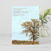 Houten Eikenboom Herfst Bruiloft Bedankkaart (Staand voorkant)
