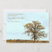 Houten Eikenboom Herfst Bruiloft Bedankkaart (Voorkant)