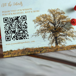 Houten Eikenboom Herfst Bruiloft Details Informatiekaartje