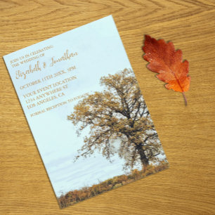 Houten Eikenboom Herfst Bruiloft Kaart