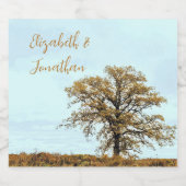 Houten Eikenboom Herfst Bruiloft Likeurfles Etiket (Enkel label)