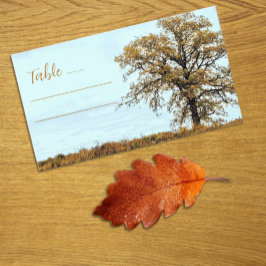 Houten Eikenboom Herfst Bruiloft Plaatskaartje