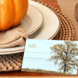 Houten Eikenboom Herfst Bruiloft Plaatskaartje
