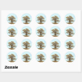 Houten Eikenboom Herfst Bruiloft Ronde Sticker (Vel)