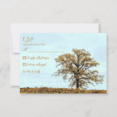 Houten Eikenboom Herfst Bruiloft RSVP Kaartje (Voorkant)