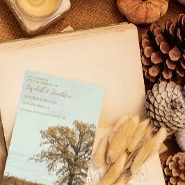 Houten Eikenboom Herfst Bruiloft Save The Date