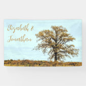 Houten Eikenboom Herfst Bruiloft Spandoek (Horizontaal)