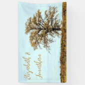 Houten Eikenboom Herfst Bruiloft Spandoek (Verticaal)
