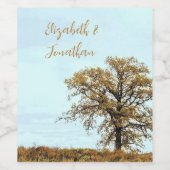 Houten Eikenboom Herfst Bruiloft Wijn Etiket (Enkel label)