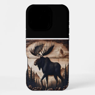 Houten Eland Kunstwerk iPhone 16 Pro Max Hoesje