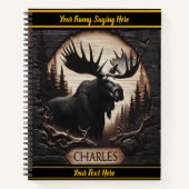 Houten elanden snijden in natuur notitieboek (Voorkant)