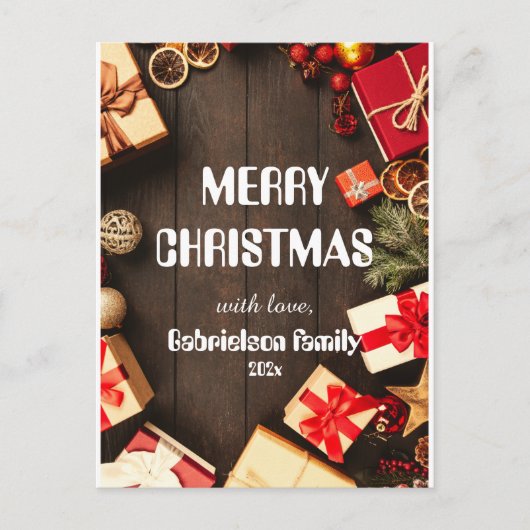 houten elegante christelijke familie - ontwerp feestdagenkaart (Voorkant)