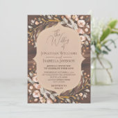 Houten Elegante Kalligrafie Rustiek Huwelijk Kaart (Staand voorkant)