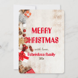 houten elegante kerst familie aanpassen feestdagenkaart