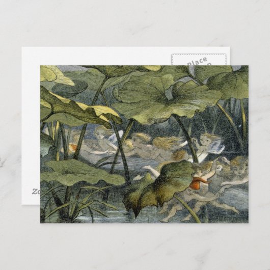 Houten Elf bij Spel, illustratie van 'in Fairylan Briefkaart (Voorkant / Achterkant)