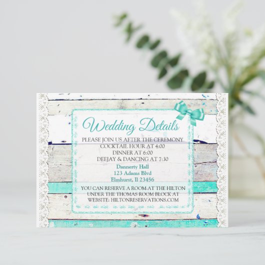 Houten en Kantelen Bruiloft Detailkaart Informatiekaartje (Staand voorkant)