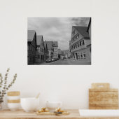 Houten Europese Huizen Poster (Keuken)