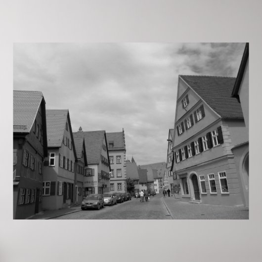Houten Europese Huizen Poster (Voorkant)