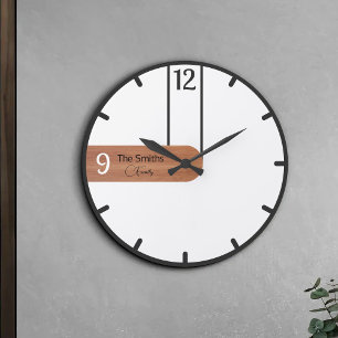 Houten familienaam gepersonaliseerde rustieke mini grote klok