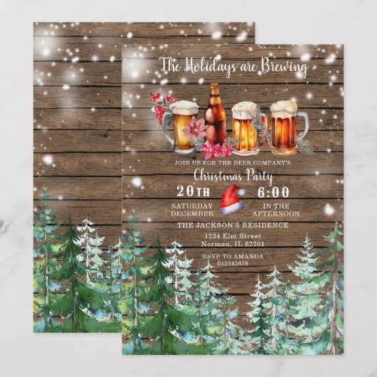 Houten Feestdagen brouwen kerstfeest in het bos Kaart (Voorkant / Achterkant)