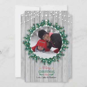 Houten Fijne Foto Kerstkaart