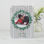 Houten Fijne Foto Kerstkaart (Staand voorkant)