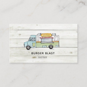 Houten Food Truck-logo Zakelijke Kaart Visitekaartje