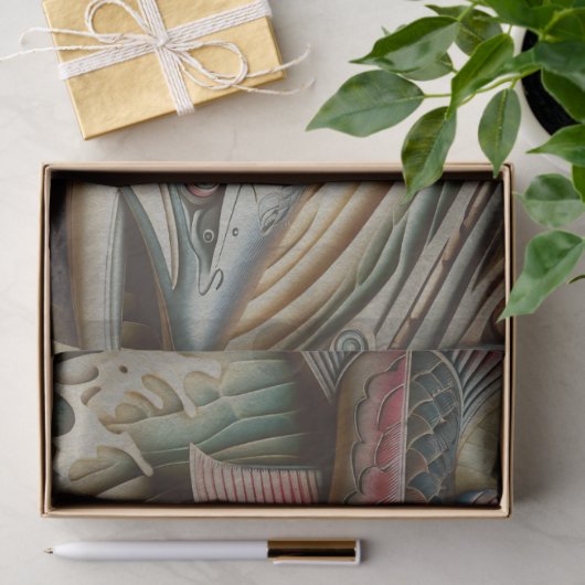 Houten forel decoupage tissue papier (Geschenk)