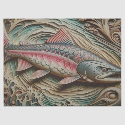 Houten forel decoupage tissue papier (Voorkant)