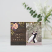 Houten Foto Bruiloft Bedankt Briefkaart (Staand voorkant)