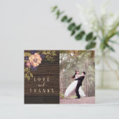 Houten foto bruiloft dank u briefkaart (Staand voorkant)