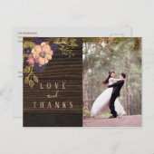 Houten foto bruiloft dank u briefkaart (Voorkant / Achterkant)