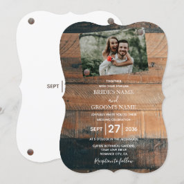 Houten Fotohuwelijksuitnodigingen met een Rustieke Kaart