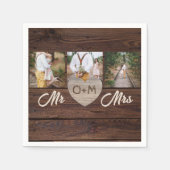 Houten foto's met monogram bruiloftsreceptie servet (Voorkant)