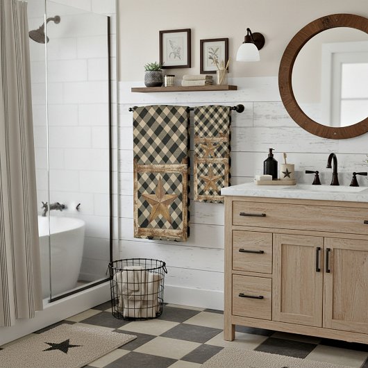 Houten frame en ster bad handdoek