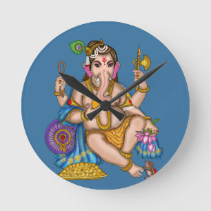 Houten Ganesha Wandklok