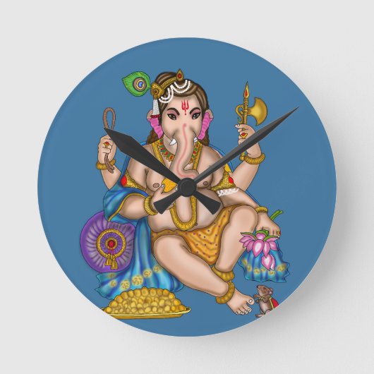 Houten Ganesha Wandklok (Voorkant)