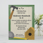 Houten gebouw leuke verjaardag kaart (Staand voorkant)