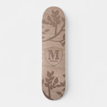 Houten gegraveerd bladeren naam monogram