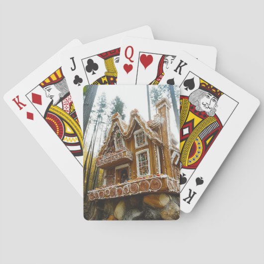 Houten Gemberkoek Landhuis Speelkaarten (Achterkant)