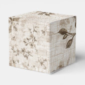 Houten Geschenkdoos met Bruin Bloemontwerp Bedankdoosjes (Achterkant)