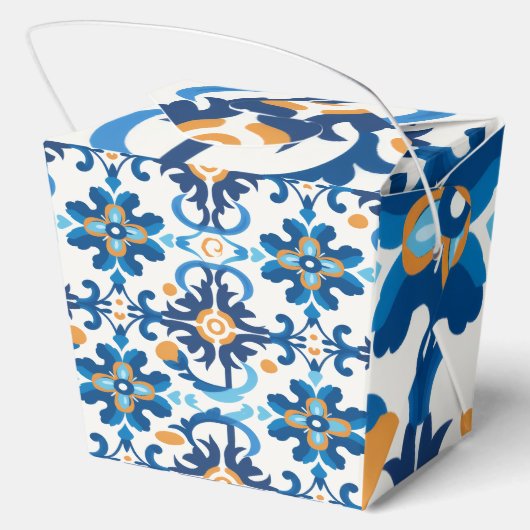 Houten geschenkdoos met Perzisch geïnspireerd blau Bedankdoosjes (Achterkant)