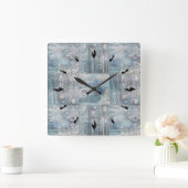 Houten getextureerde patches ontwerpen natuurlijk vierkante klok (Huis)