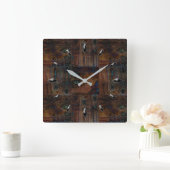 Houten getextureerde patches ontwerpen natuurlijk vierkante klok (Huis)