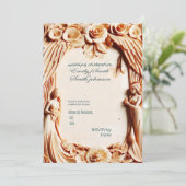 Houten getextureerde trouwkaart ubique modern kaart (Staand voorkant)