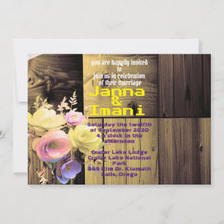 houten getextureerde unieke bruiloft kaart