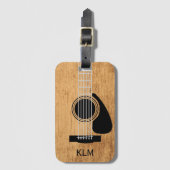 Houten Gitaar Monogram Enkelzijdig w / Kaart Slot Bagagelabel (Voorkant (verticaal))
