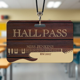 Houten Gitaar Muziekschool Docent Student Hal Pas Badge